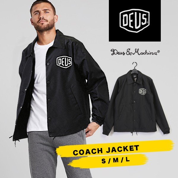 데우스 DEUS EX MACHINA CAMPERDOWN COACH JACKET 캠퍼다운 코치자켓 남녀공용 로고 블랙 BLACK